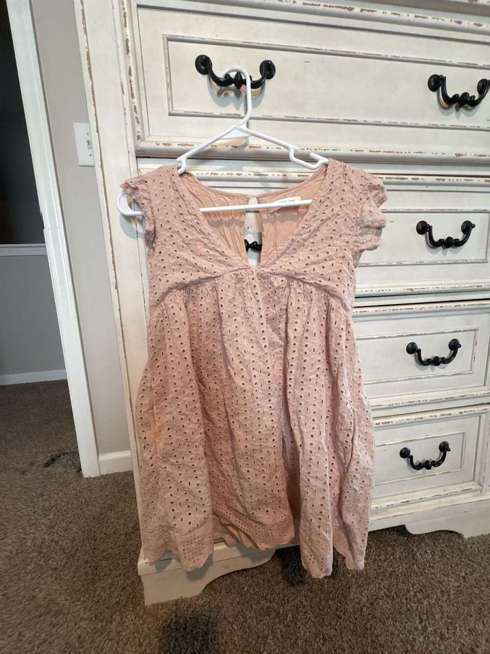 Mustard Seed eyelet pink shirt